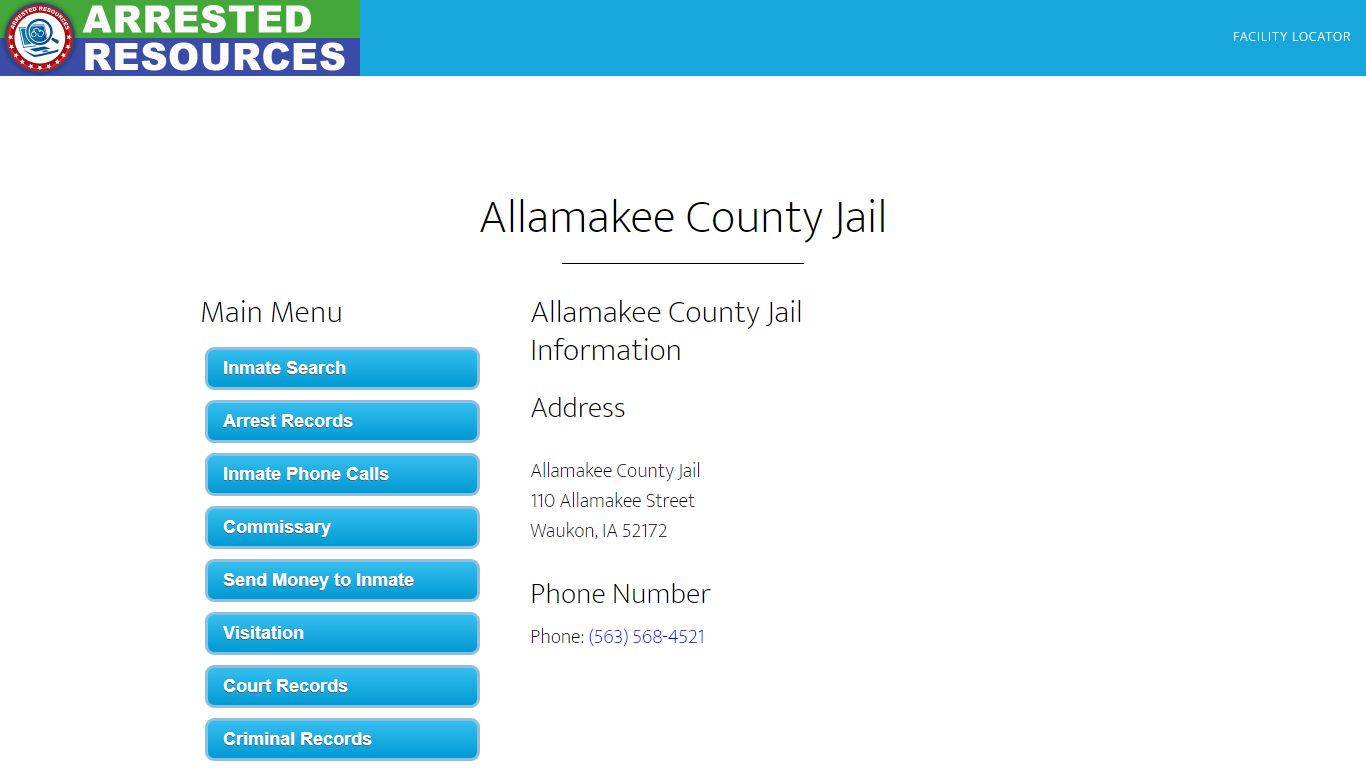 Allamakee County Jail - Inmate Search - Waukon, IA - Arrested Resources