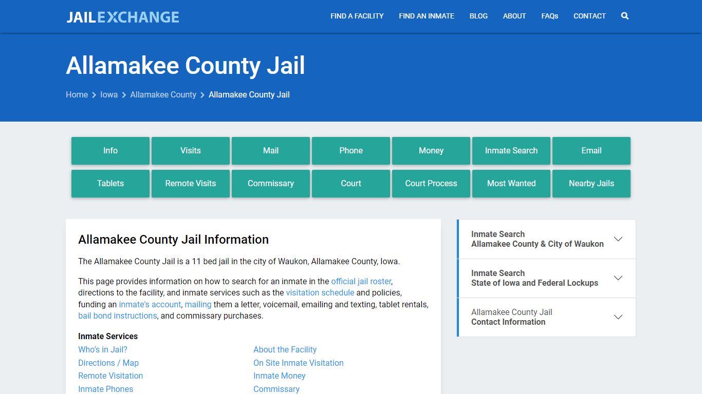 Allamakee County Jail, IA Inmate Search, Information